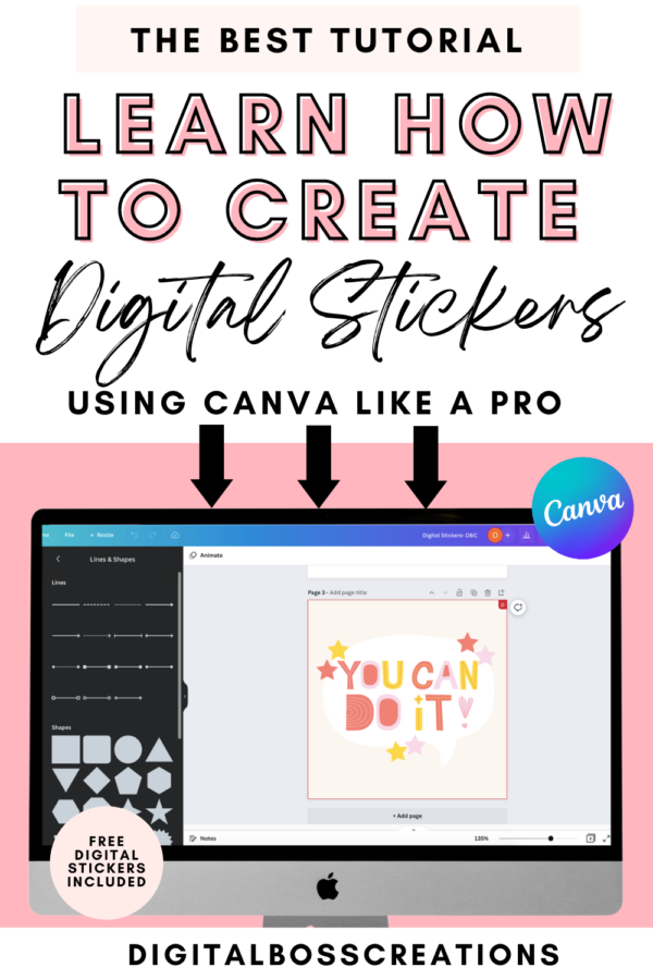 How to make digital stickers using Canva for free - DigitalbossCreations