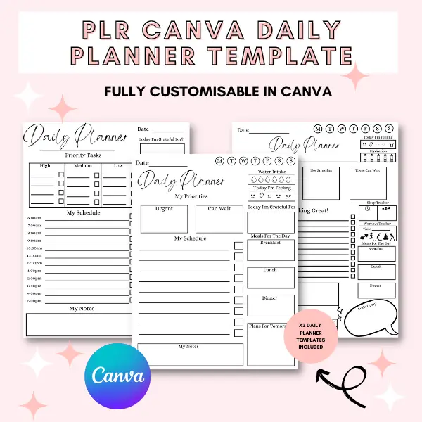 Daily planner canva templates