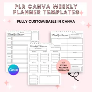 plr weekly planner canva template