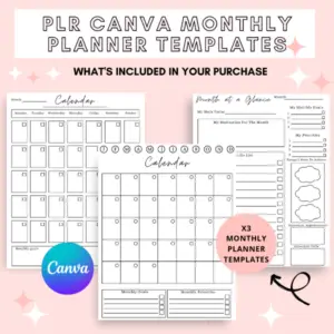 PLR monthly planner canva template